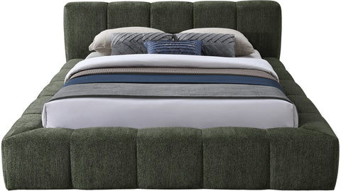 Florence Olive Chenille Fabric Upholstered Queen Bed, 1 Piece