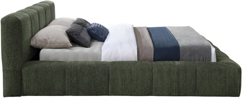 Florence Olive Chenille Fabric Upholstered Queen Bed, 1 Piece