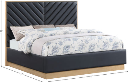 Geneva Black Faux Leather King Bed (3 Boxes) K