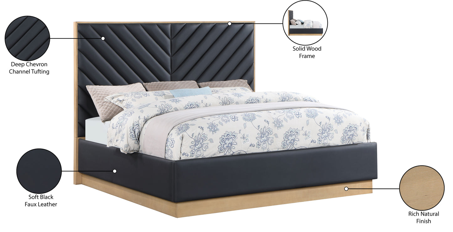 geneva black faux leather king bed (3 boxes) k