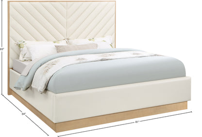 Geneva Cream Faux Leather King Bed (3 Boxes) K