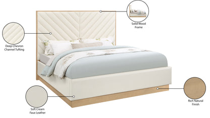 Geneva Cream Faux Leather King Bed (3 Boxes) K