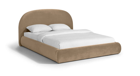 Aveline Beige Velvet Upholstered Full Bed, 1 Piece