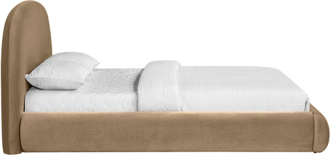 Aveline Beige Velvet Upholstered Full Bed, 1 Piece