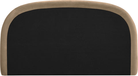 Aveline Beige Velvet Upholstered King Bed, 1 Piece