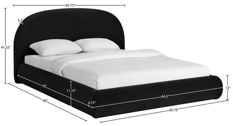 Aveline Black Velvet Upholstered Full Bed, 1 Piece