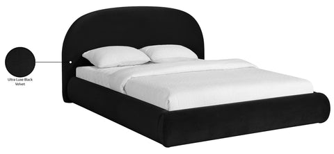 Aveline Black Velvet Upholstered Full Bed, 1 Piece