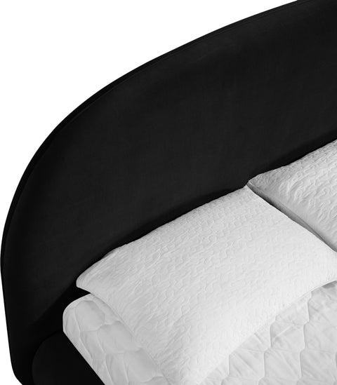 Aveline Black Velvet Upholstered Full Bed, 1 Piece