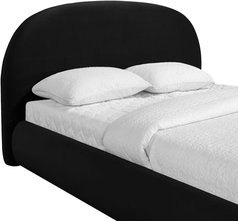 Aveline Black Velvet Upholstered Full Bed, 1 Piece