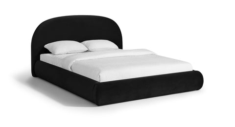 Aveline Black Velvet Upholstered King Bed, 1 Piece