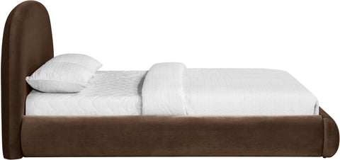 Aveline Brown Velvet Upholstered King Bed, 1 Piece