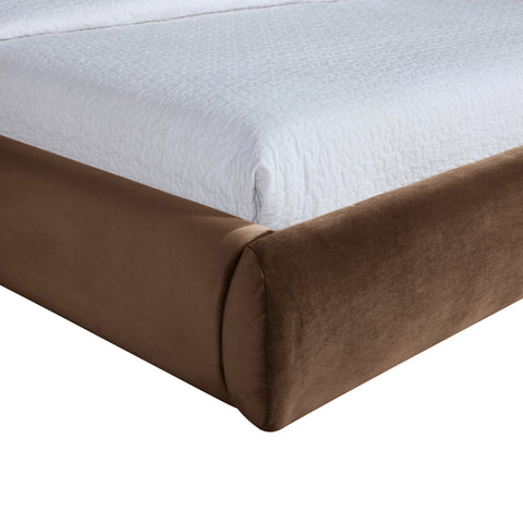 Aveline Brown Velvet Upholstered King Bed, 1 Piece