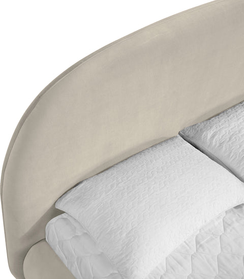 Aveline Cream Velvet Upholstered Full Bed, 1 Piece