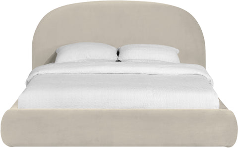 Aveline Cream Velvet Upholstered Queen Bed, 1 Piece