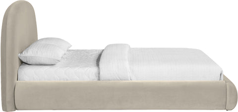 Aveline Cream Velvet Upholstered Queen Bed, 1 Piece