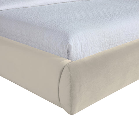 Aveline Cream Velvet Upholstered Queen Bed, 1 Piece