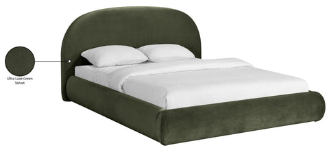 Aveline Green Velvet Upholstered Full Bed, 1 Piece