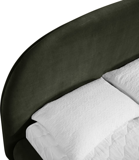 Aveline Green Velvet Upholstered Full Bed, 1 Piece