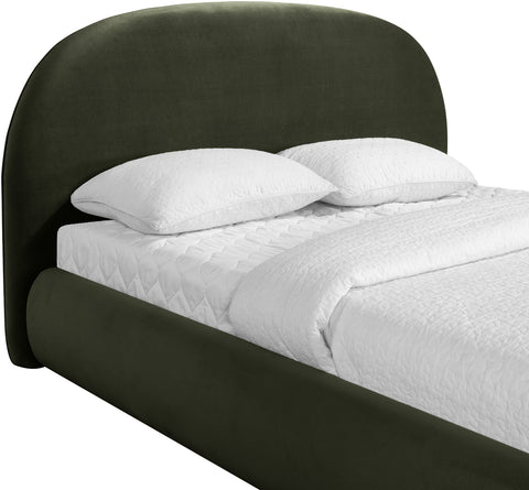 Aveline Green Velvet Upholstered Full Bed, 1 Piece