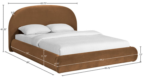 Aveline Saddle Velvet Upholstered Full Bed, 1 Piece