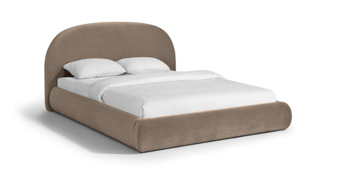 Aveline Taupe Velvet Upholstered Full Bed, 1 Piece