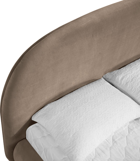 Aveline Taupe Velvet Upholstered Full Bed, 1 Piece