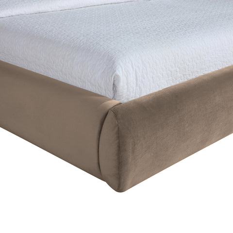 Aveline Taupe Velvet Upholstered Full Bed, 1 Piece