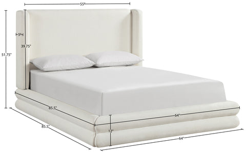 Blaire Cream Linen Textured Fabric Upholstered Full Bed, 1 Piece