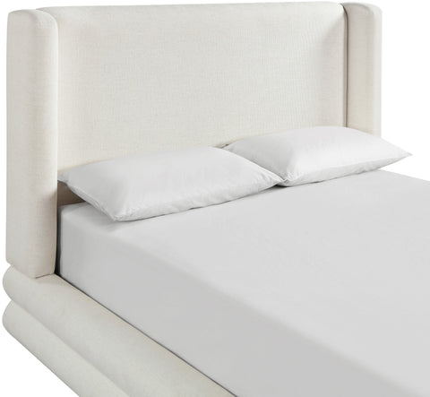 Blaire Cream Linen Textured Fabric Upholstered Full Bed, 1 Piece
