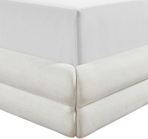 Blaire Cream Linen Textured Fabric Upholstered King Bed, 1 Piece