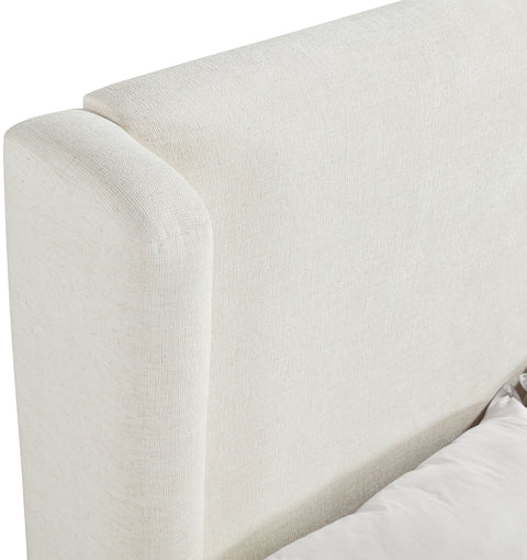 Blaire Cream Linen Textured Fabric Upholstered King Bed, 1 Piece