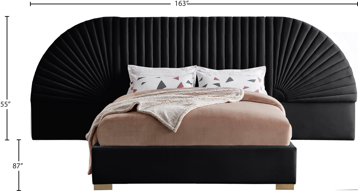 butterfly black velvet king bed (3 boxes) k