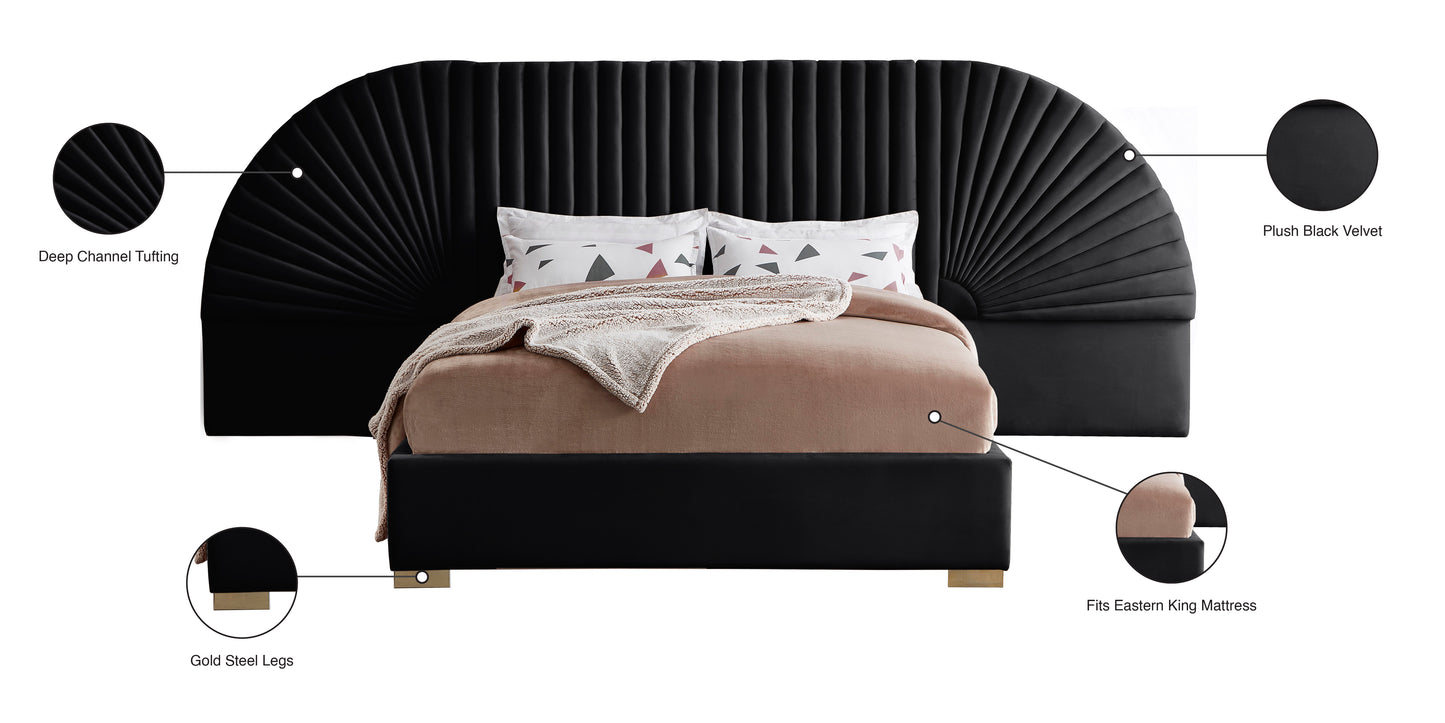 butterfly black velvet king bed (3 boxes) k