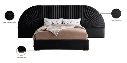 Butterfly Black Velvet Queen Bed (3 Boxes) Q