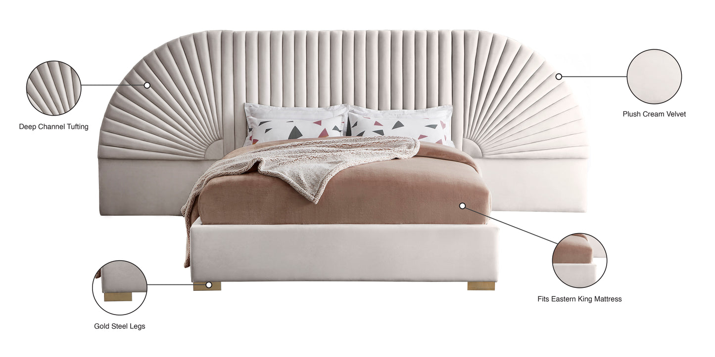 butterfly cream velvet king bed (3 boxes) k