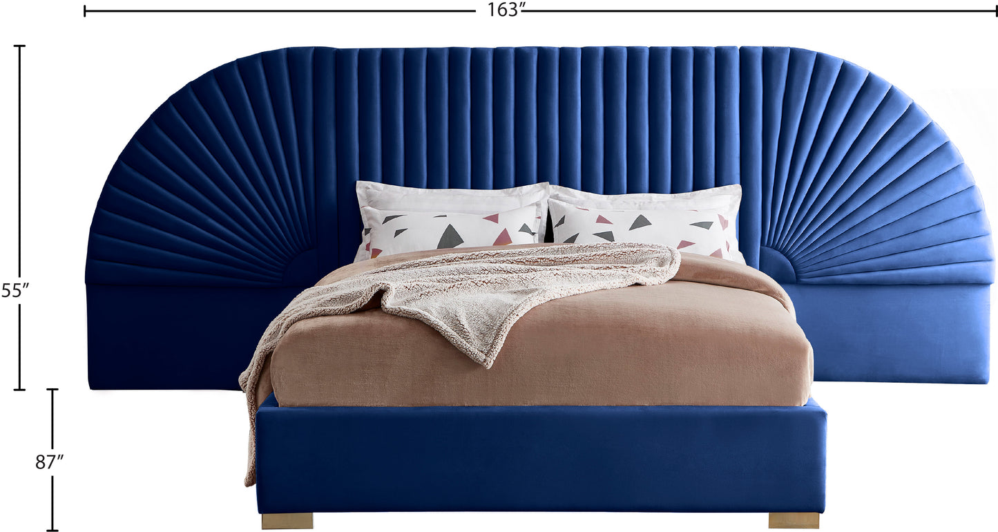 butterfly navy velvet king bed (3 boxes) k