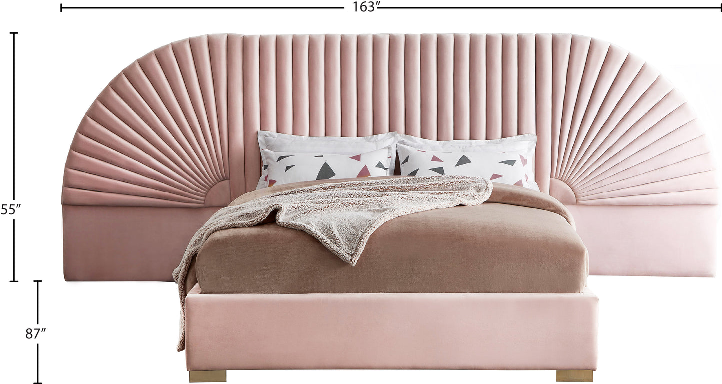 butterfly pink velvet king bed (3 boxes) k