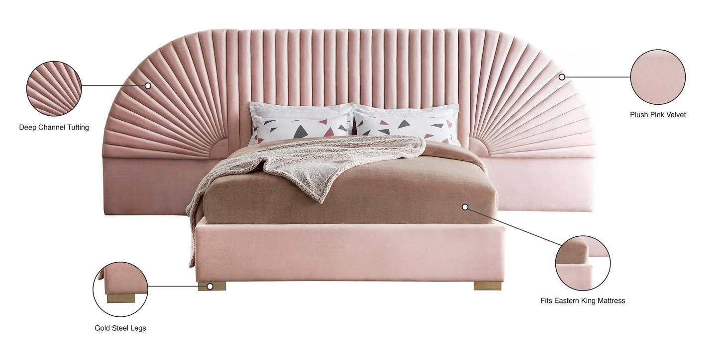 butterfly pink velvet king bed (3 boxes) k