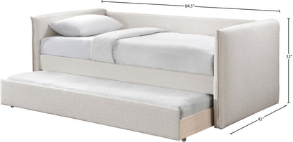 Stylus Cream Linen Textured Fabric Twin Daybed