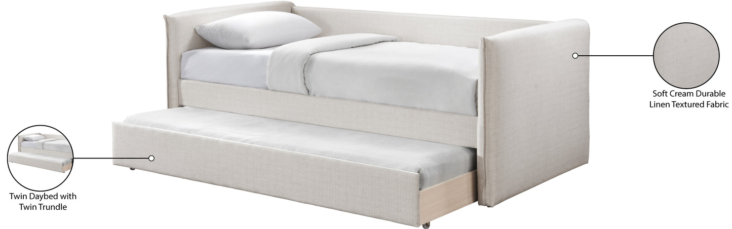 stylus cream linen textured fabric twin daybed