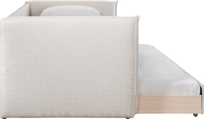 Stylus Cream Linen Textured Fabric Twin Daybed