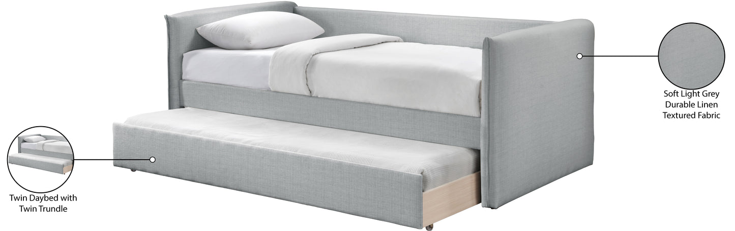 stylus grey linen textured fabric twin daybed