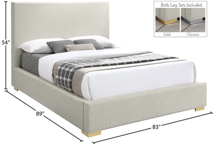 Massimo Beige Linen Textured Fabric King Bed K