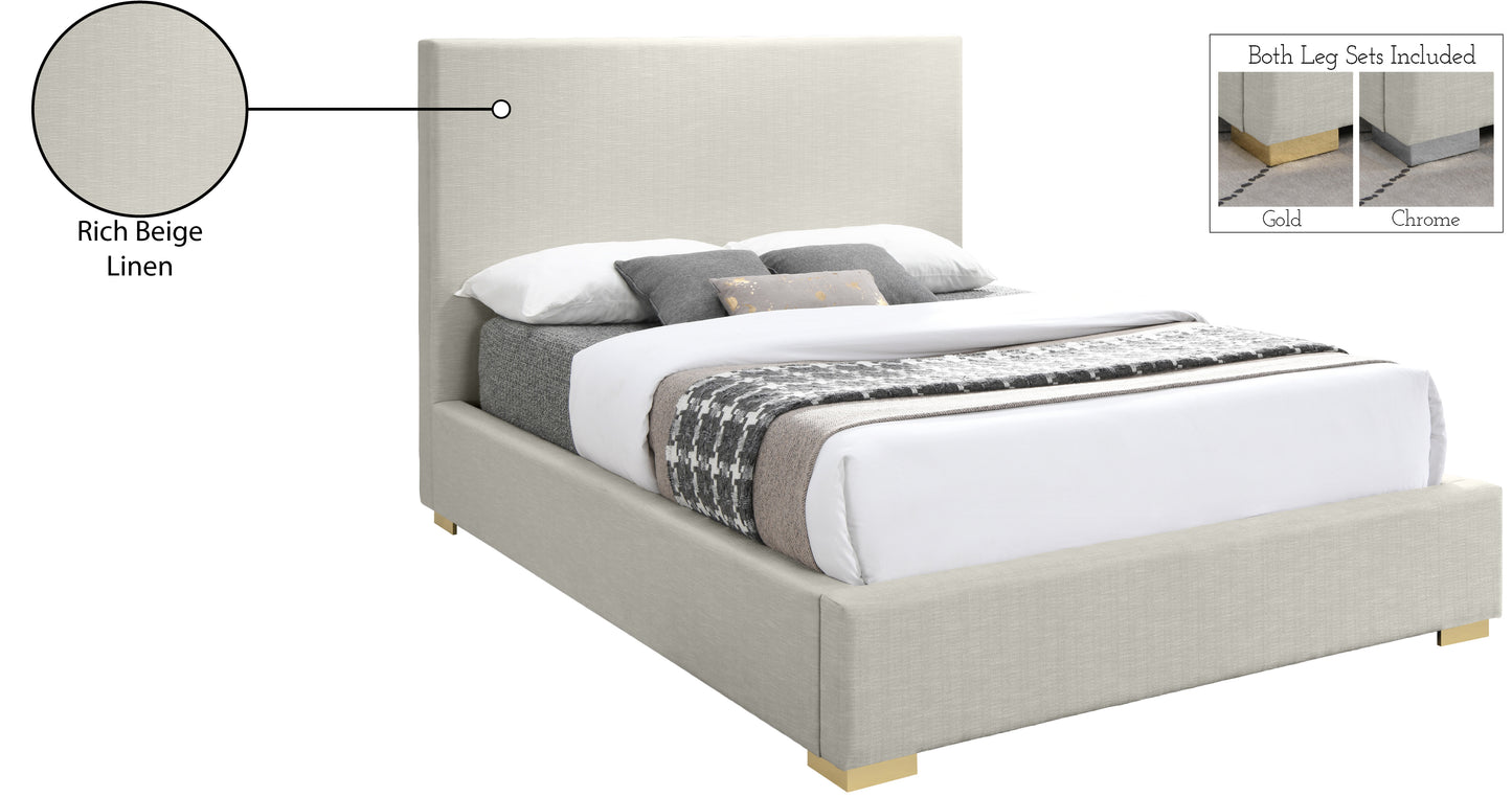 massimo beige linen textured fabric king bed k