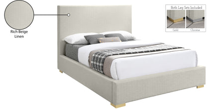 Massimo Beige Linen Textured Fabric King Bed K