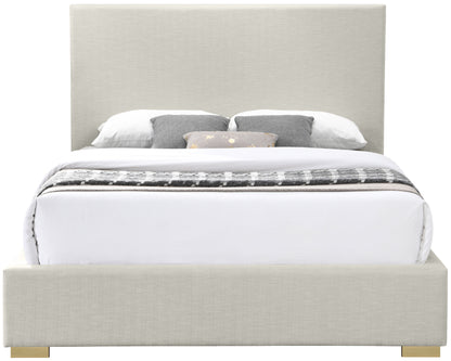 Massimo Beige Linen Textured Fabric Queen Bed Q