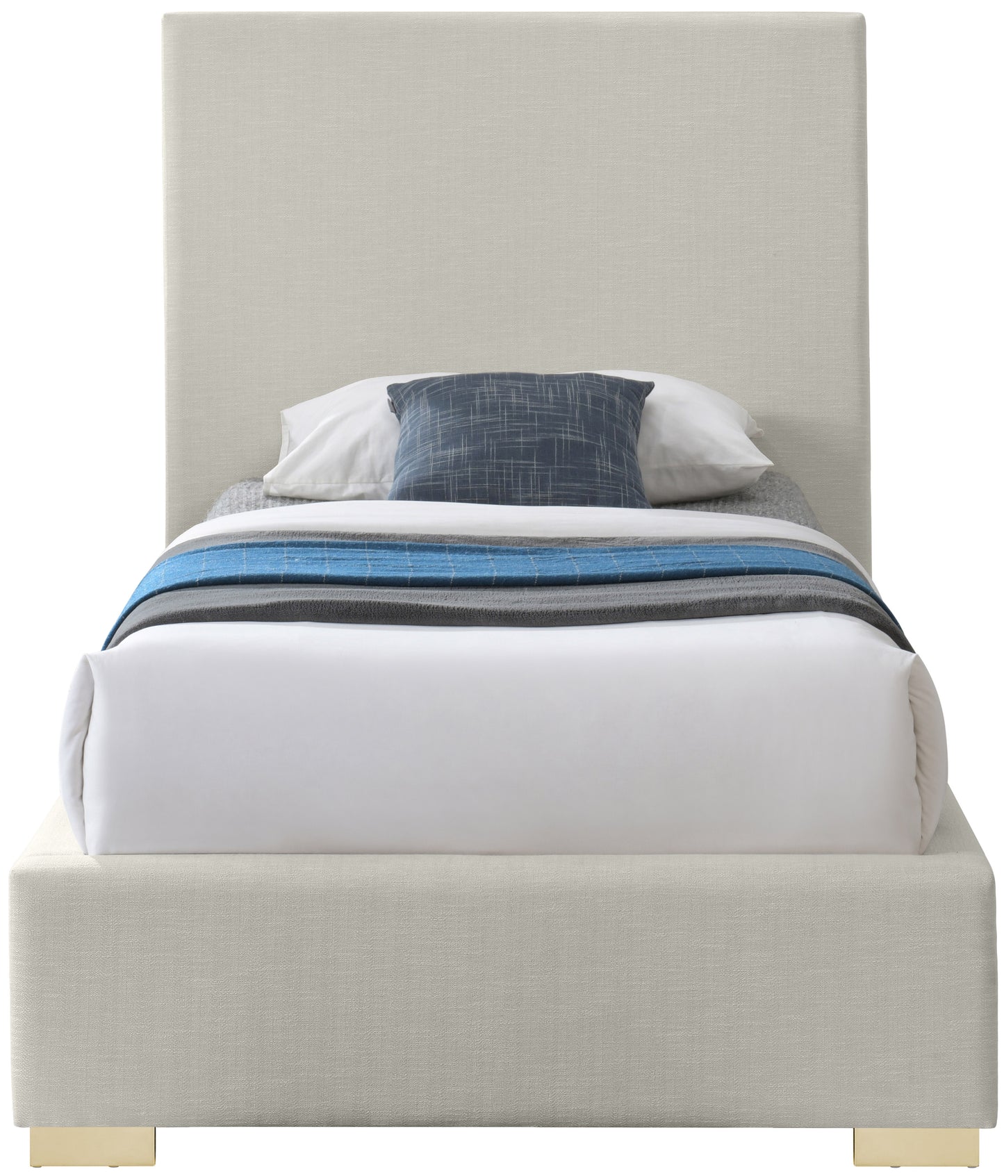 massimo beige linen textured fabric twin bed t