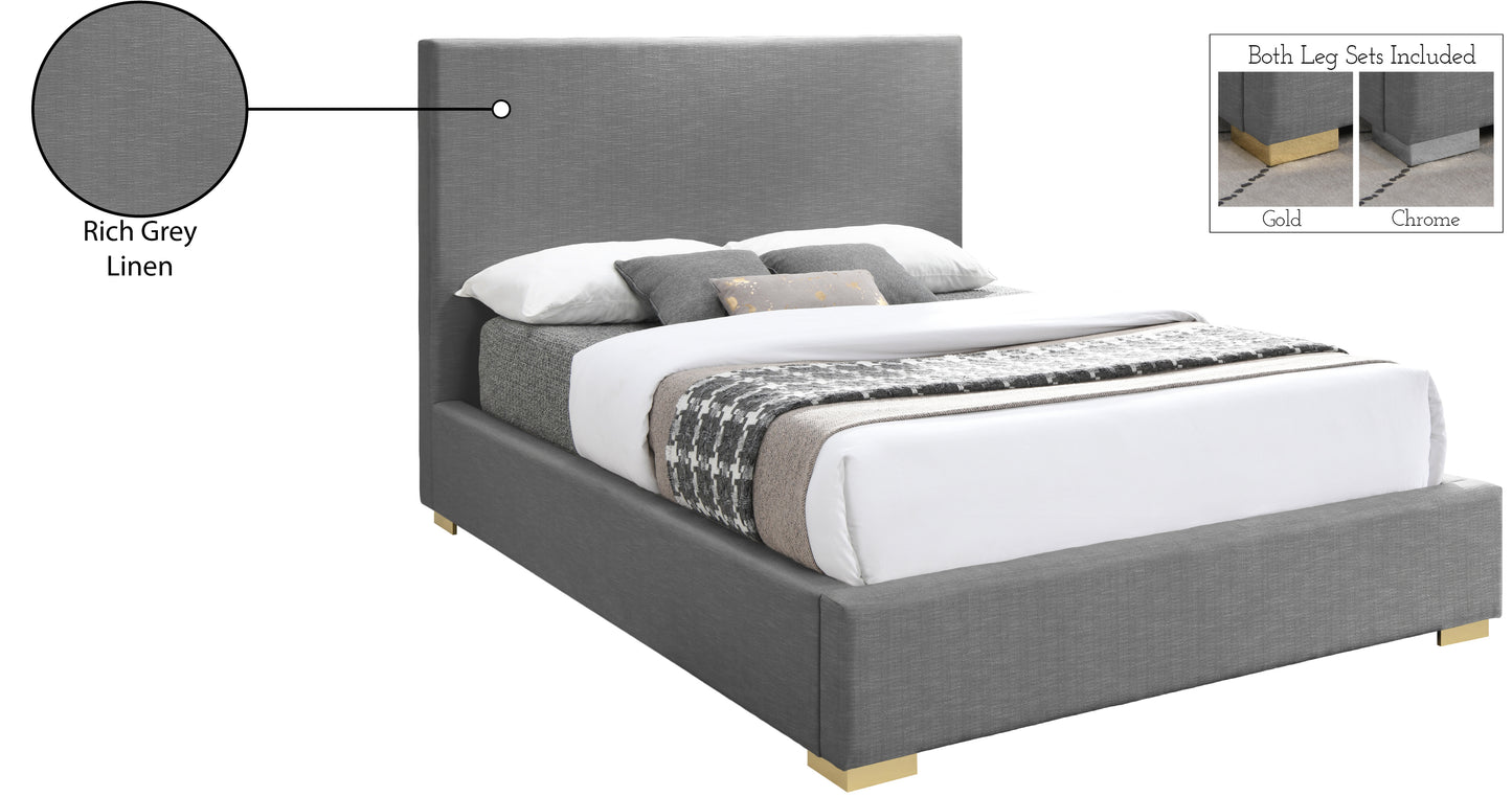 massimo grey linen textured fabric queen bed q