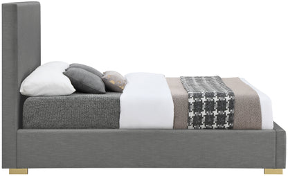 Massimo Grey Linen Textured Fabric Queen Bed Q