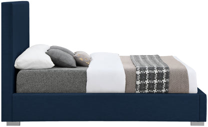 Massimo Navy Linen Textured Fabric Full Bed F